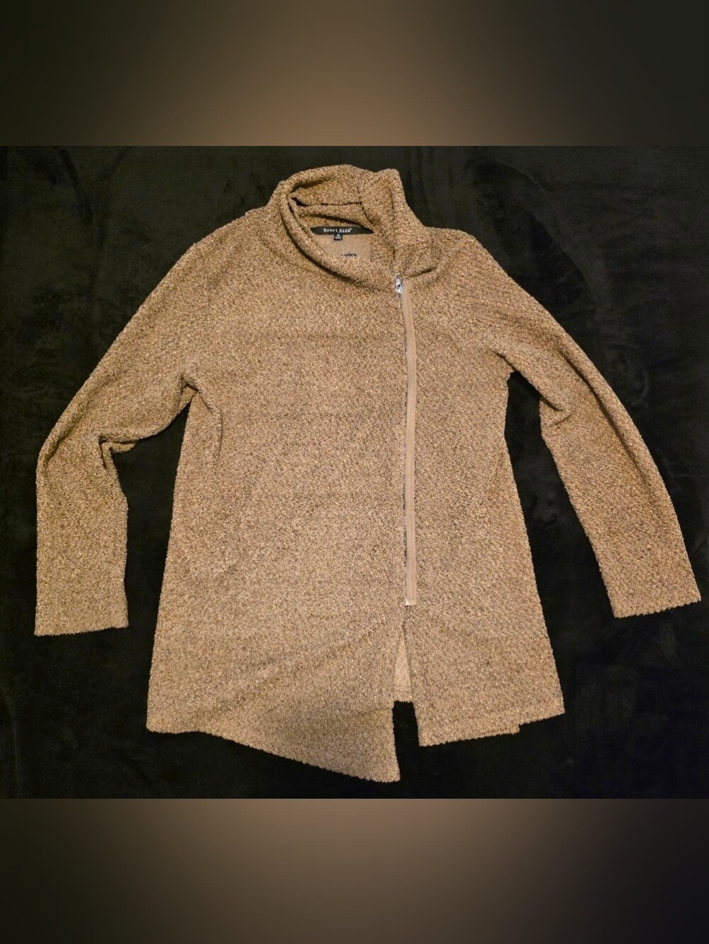 Sweet Rain Women's V-Neck Sherpa Sweater in Brown-  Women’s Medium